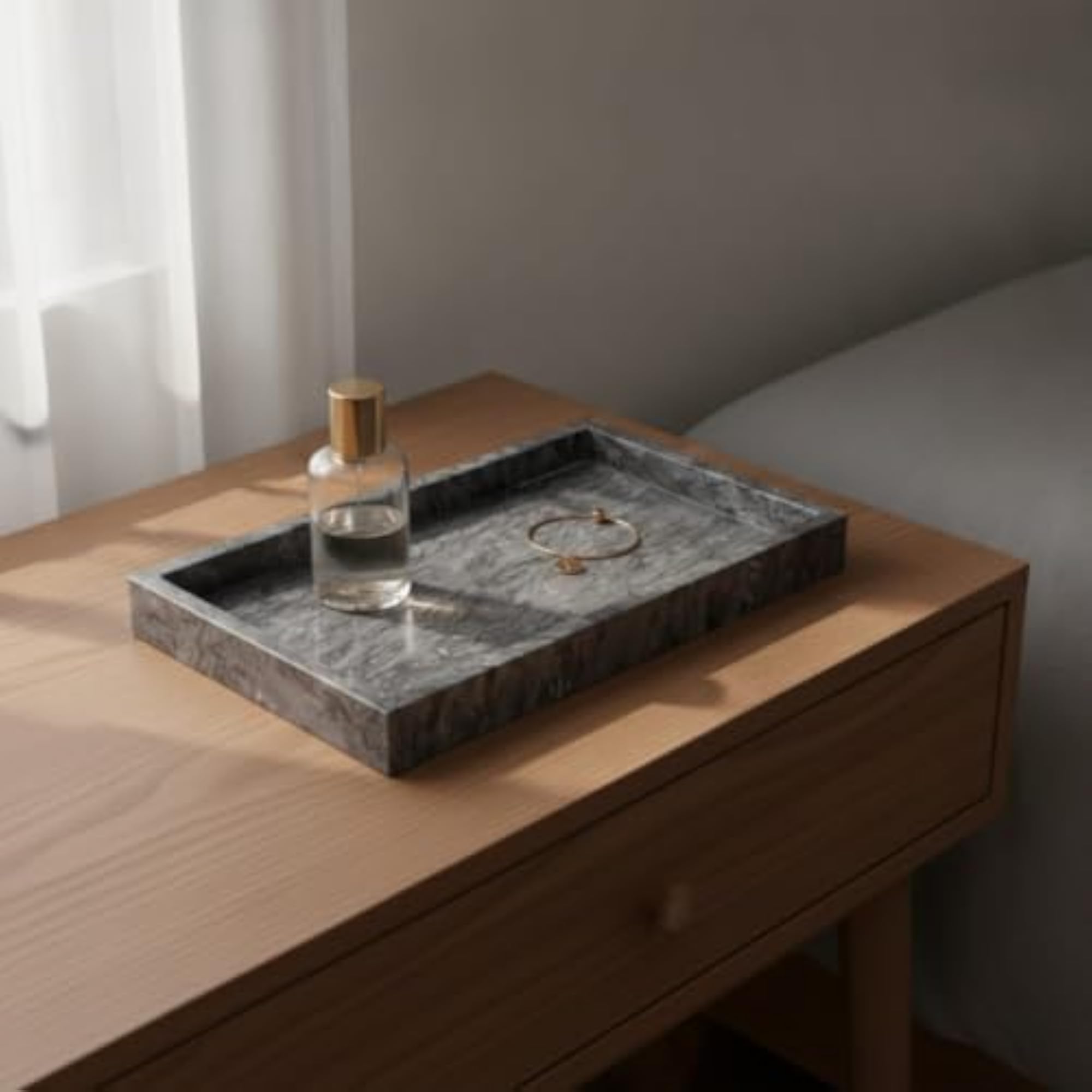Polished Marble Tray with Raised Sides